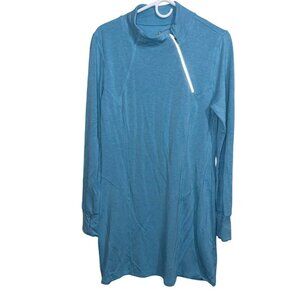 Dakini Womens Blue Long Sleeve Asymmetrical Zip Pullover Tunic L/G